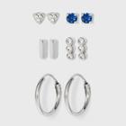 Sterling Silver Glass And Cubic Zirconia Bar Quint Earring Set 5pc - A New Day