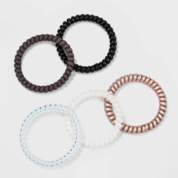Thin Mixed Phone Cord Ponies Hair Elastics 5pc - Wild Fable