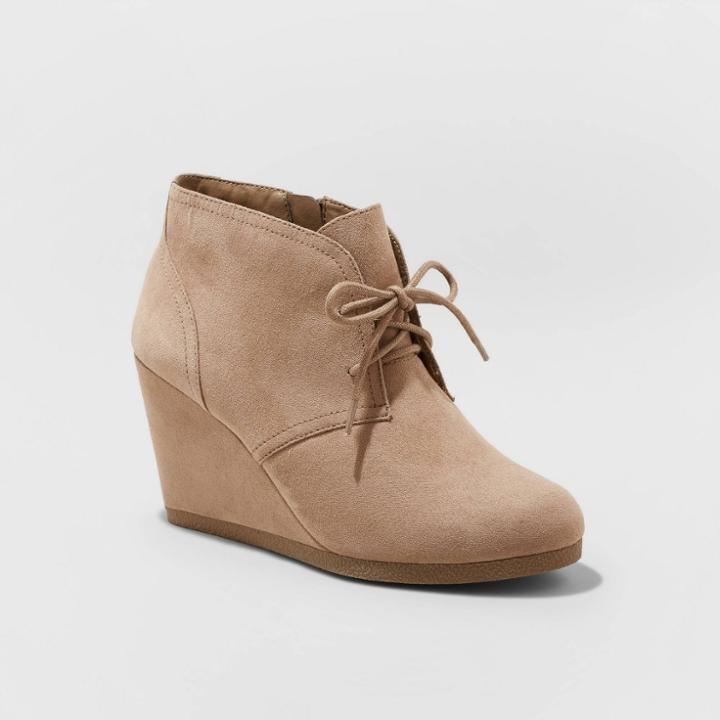 Women's Bessie Microsuede Wedge Bootie - Universal Thread Taupe