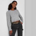 Women's Puff Sleeve Crewneck Pullover Sweater - Wild Fable Heather Gray