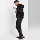 Men's Loose Fit 1/4 Zip Hooded Sherpa Pullover - Original Use Black