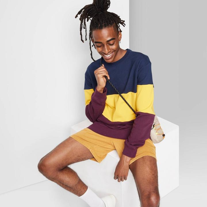 Adult Colorblock Fleece Sweatshirt - Original Use Blue