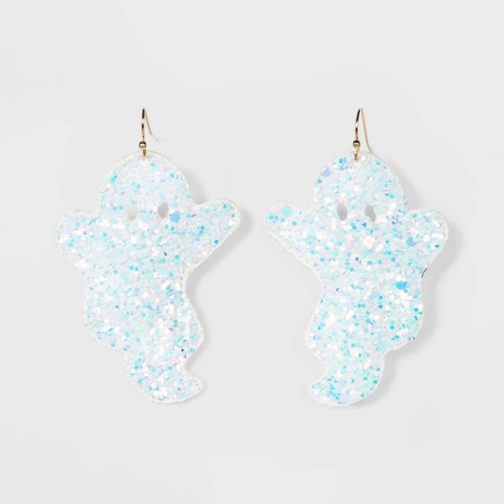 Distributed By Target Glitter Paper Ghost Drop Earrings - White, Women's,