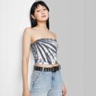 Women's Cropped Tube Top - Wild Fable White/black Tie-dye