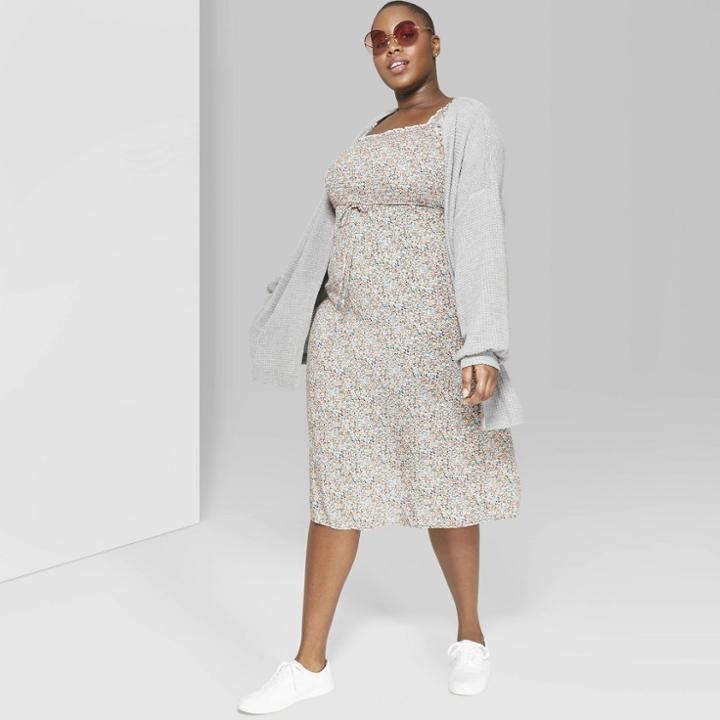 Women's Plus Size Long Sleeve Oversized Waffle Cardigan - Wild Fable Heather Gray