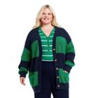 Women's Plus Size Rugby Stripe Cardigan Sweater - La Ligne X Target Green/navy