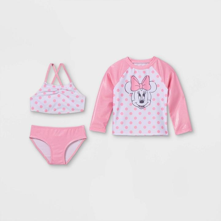 Toddler Girls' Minnie Mouse Long Sleeve Rash Guard