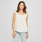 Women's Square Neck Ruffle Tank - Universal Thread White