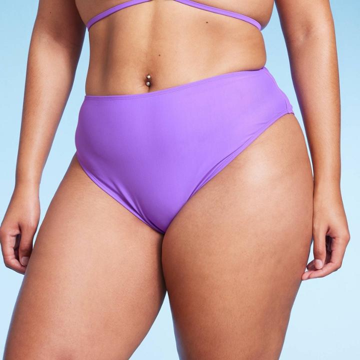 Women's High Waist High Leg Cheeky Bikini Bottom - Wild Fable Purple