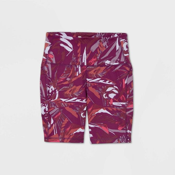 Women's Printed High-rise Contour Curvy Bike Shorts 7 - All In Motion Purple