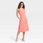 Women's Sleeveless Rib Knit Ballet Dress - A New Day Dark Peach