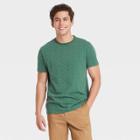 Men's Printed Regular Fit Short Sleeve Crewneck T-shirt - Goodfellow & Co Dark Green/polka Dots