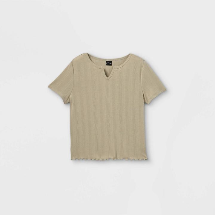 Girls' Short Sleeve Notch Neck T-shirt - Art Class Green