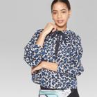 Women's Hi-lo Leopard Print Crop Sweathshirt Hoodie - Wild Fable Gray/blue