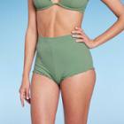 Women's Ruffle Detail Retro Bikini Bottom - Shade & Shore Wasabi Green