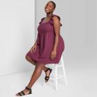 Women's Plus Size Ruffle Sleeve On/off The Shoulder Woven Babydoll Dress - Wild Fable Plum