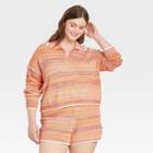 Women's Plus Size Collared Pullover Sweater - Universal Thread Coral