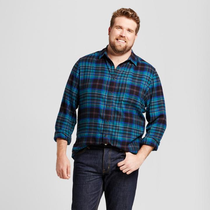 Men's Big & Tall Long Sleeve Heavyweight Flannel Shirt - Goodfellow & Co