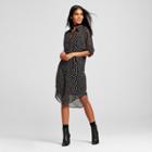 Women's Polka Dot Button-up Shirt Dress - K By Kersh Black