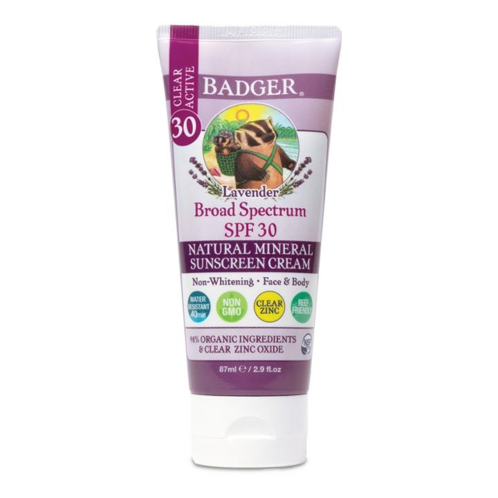 Badger Lavender Mineral Sunscreen Cream - Spf