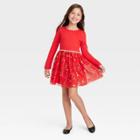 Girls' Holiday Long Sleeve Tulle Dress - Cat & Jack Red