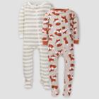 Gerber Baby Boys' 2pk Fox Union Suit - Cream