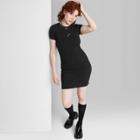Women's Short Sleeve Cut Out Detail Knit Bodycon Dress - Wild Fable Black