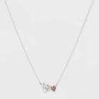 No Brand Silver Plated Cubic Zirconia Double Heart Pendant Necklace