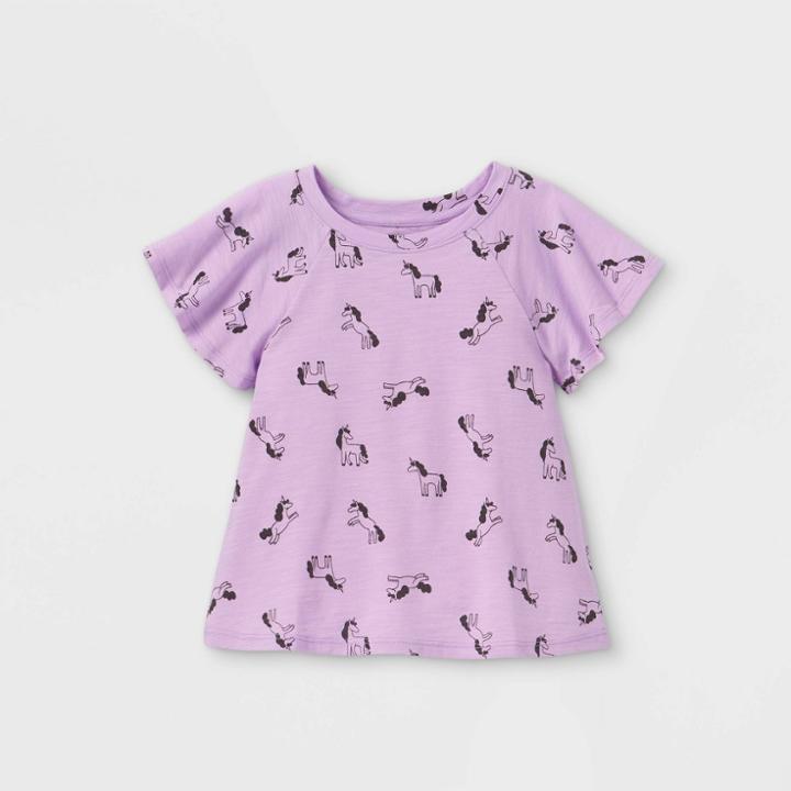Toddler Girls' Unicorn Short Sleeve T-shirt - Cat & Jack Violet