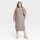 Women's Plus Size Balloon Long Sleeve Cable Sweater Dress - Universal Thread Tan