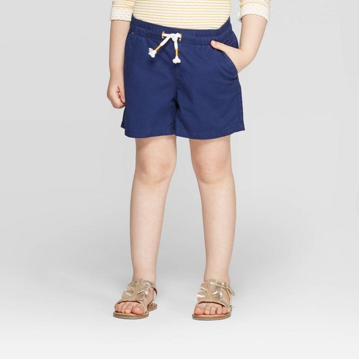 Toddler Girls' Woven Shorts - Cat & Jack Navy 2t, Girl's, Blue