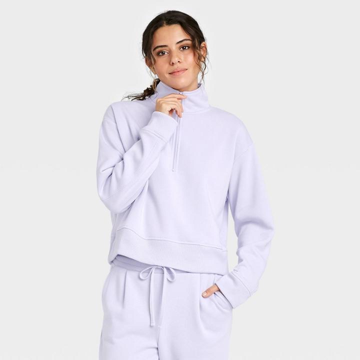 Women's Quarter Zip Sweatshirt - A New Day Lavender