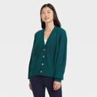 Women's Button-front Cardigan - A New Day Teal