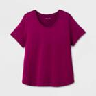 Women's Plus Size Short Sleeve Scoop Neck Relaxed T-shirt - Ava & Viv Purple 1x, Women's,