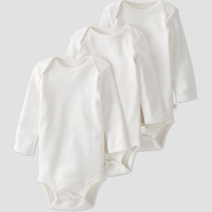 Baby 3pk Long Sleeve Bodysuit - Little Planet By Carter's White
