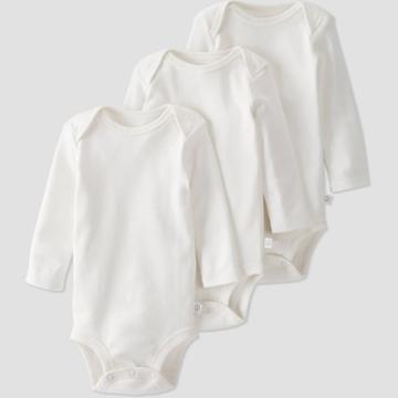 Baby 3pk Long Sleeve Bodysuit - Little Planet By Carter's White