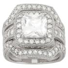 Target 3.94 Ct. T.w. Square-cut 3-piece Bridal Cubic Zirconia Ring Set In Sterling Silver -