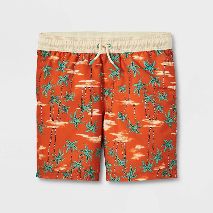 Plusboys' Palm Tree Print Swim Trunks - Cat & Jack Brown