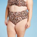 Women's Plus Size Shirred Side High Waist Bikini Bottom - Kona Sol 14w, Women's, Brown