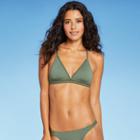 Juniors' Pique Crochet Trim Triangle Bikini Top - Xhilaration