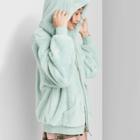Women's Zip-up Faux Fur Hooded Jacket - Wild Fable Mint Xs/s, Women's, Size: