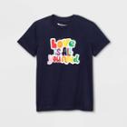 Ev Lgbt Pride Pride Gender Inclusive Kids' 'love Is All You Need' Short Sleeve Graphic T-shirt - Navy