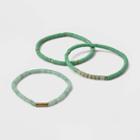 Semi-precious Jade Heishi Multi-strand Bracelet Set 3pc - Universal Thread Green