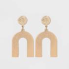 Flat Geometric Brass And In Worn Gold Post Top Earrings - Universal Thread Gold, Women's