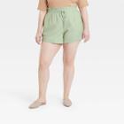 Women's Plus Size High-rise Pull-on Shorts - A New Day Green