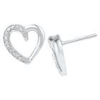 Target Diamond Accent Prong Set Heart Stud Earring In Sterling Silver (ij-i2-i3), Girl's, White