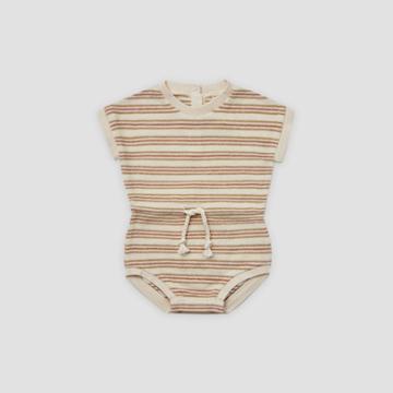Q By Quincy Mae Baby Girls' Striped Retro Terry Romper - Off-white