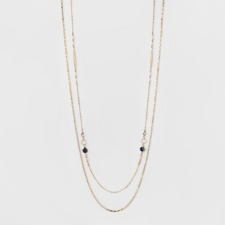 Channels Double Long Necklace - A New Day Blue/gold