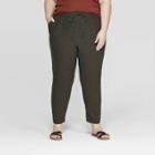 Women's Plus Size Straight Fit Soft Trouser Pants - Ava & Viv Dark Olive