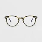 Women's Tortoise Shell Print Round Blue Light Filtering Glasses - A New Day Brown